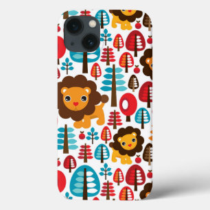 iPhone 13 Coque le rétro lion mignon badine l'illustration