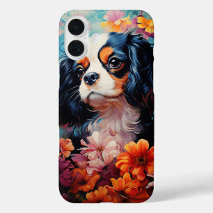 Coques iPhone 16 Plus Le roi Cavalier Charles Spaniel en fleurs