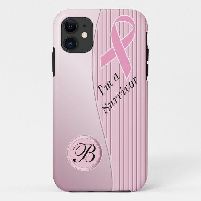Coques Case-Mate iPhone Le rose barre le monogramme du survivant | (Dos)