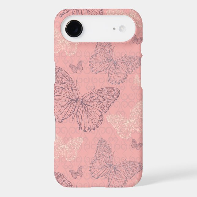 Coques Case-Mate iPhone Le rose de papillon (Verso)