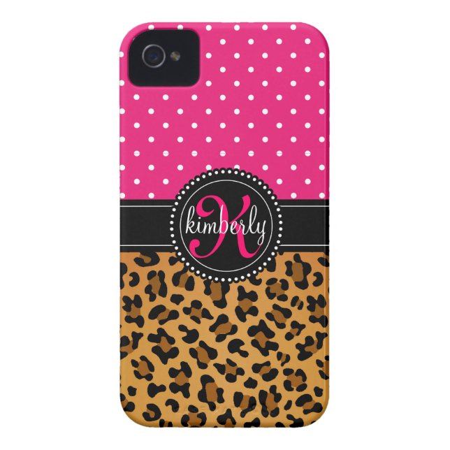 Coques Case-Mate iPhone Le rose élégant d'empreinte de léopard pointille (Dos)