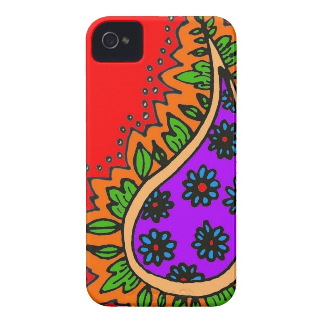 Coques Case-Mate iPhone Le rouge, purplen et Paisley orange (Dos)