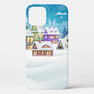 Case-Mate iPhone Case Le soir paysage de village d'hiver avec neige
