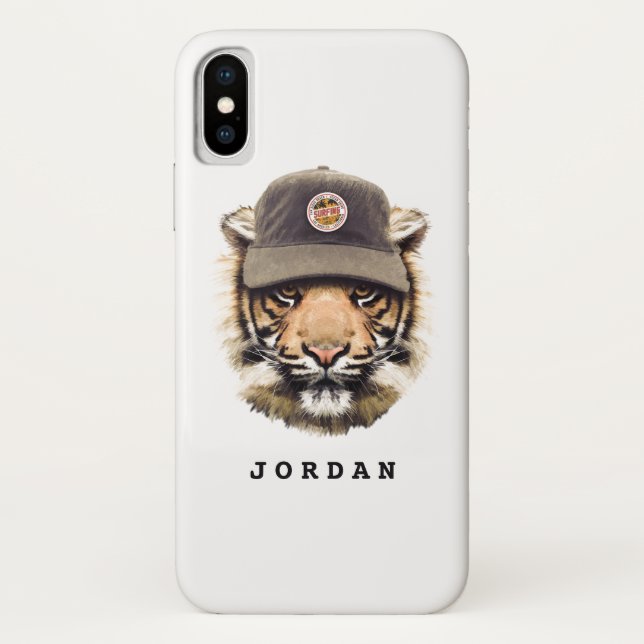 Coques Case-Mate iPhone Le tigre surfant | ajoutent votre nom (Dos)