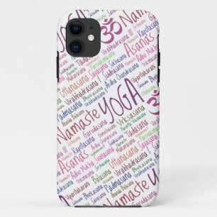 Coque iPhone 11 Le yoga pourpre élégant place le motif de nuage 
