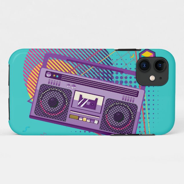 Coques Case-Mate iPhone Lecteur de radio portable Funky 80s, boombox (Dos (Horizontal))