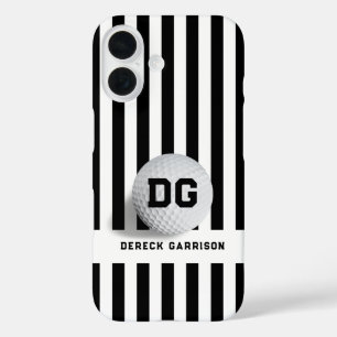 Coque Pour iPhone 16 Lecteur Golf   Initiales noires