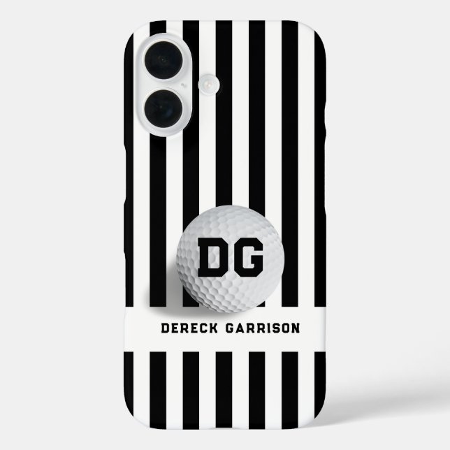 Coques Case-Mate iPhone Lecteur Golf | Initiales noires (Verso)