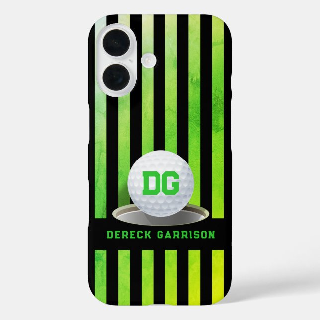 Coques Case-Mate iPhone Lecteur Golf | Initiales vertes fraîches (Verso)