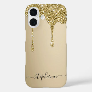 Coque Pour iPhone 16 Lecteurs de Parties scintillant Gold de nom person