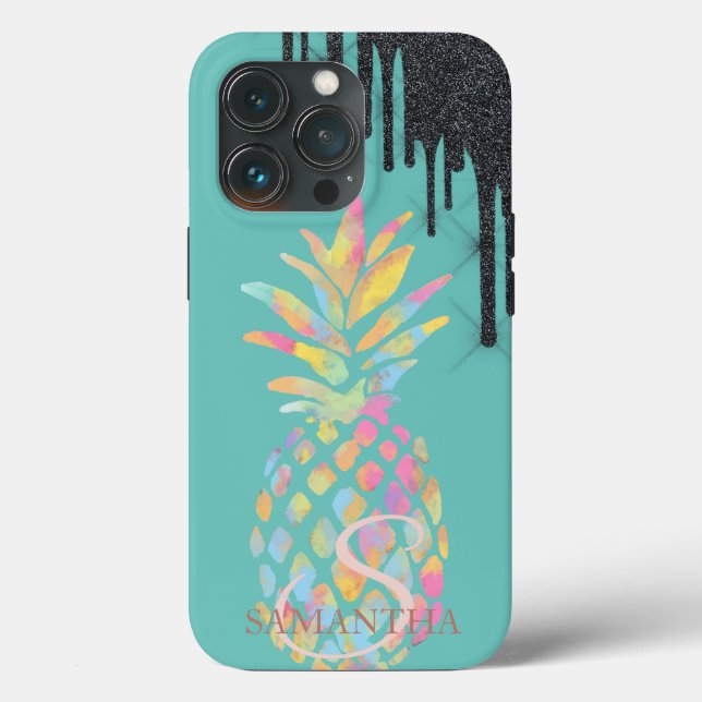 Coques Case-Mate iPhone Lecteurs de Parties scintillant noire vert ananas (Verso)