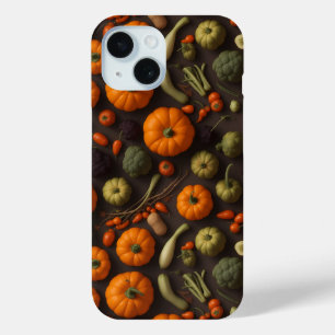 Coque Pour iPhone 15 Légumes vue plat, récolte, thème d'action de grâce