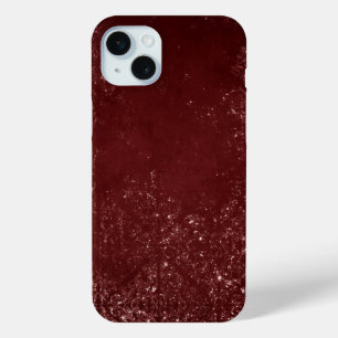 Coque iPhone 15 Mini Légumineuse Grunge de henné   Dark Blood Red Damas