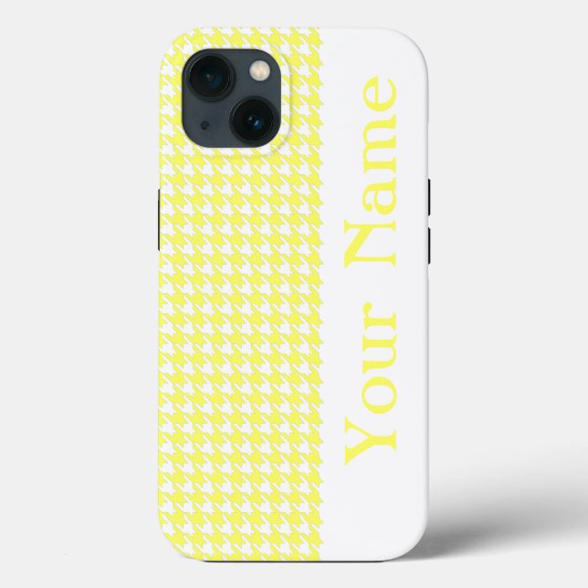 Coques Case-Mate iPhone Lemonade Modern Houndstooth avec nom (Verso)