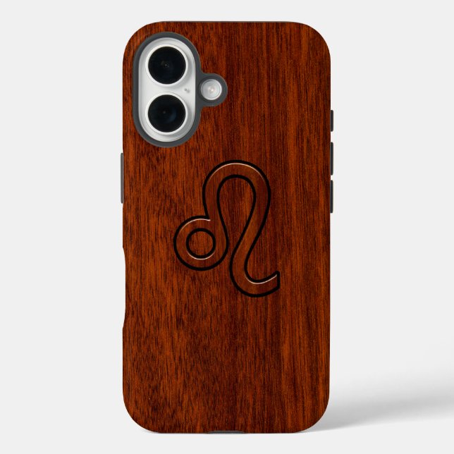Coques Case-Mate iPhone Leo Zodiac Connexion style bois acajou (Verso)