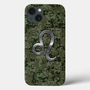 iPhone 13 Coque Léo Zodiac Sign on Green Digital Camo
