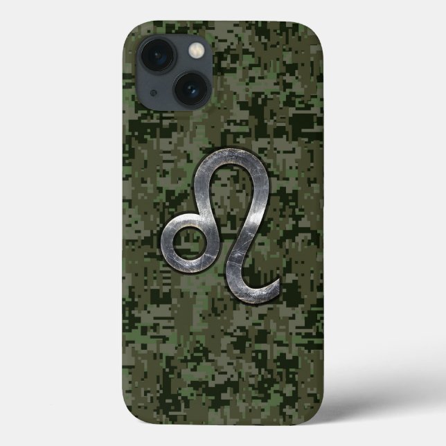 Coques Case-Mate iPhone Léo Zodiac Sign on Green Digital Camo (Verso)
