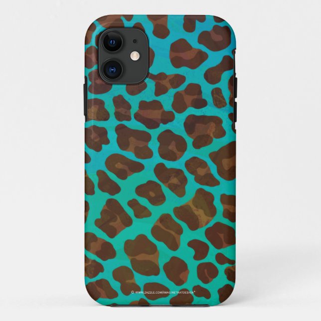 Coques Case-Mate iPhone Léopard Brown et Turquoise (Dos)