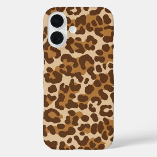 Coque Pour iPhone 16 Leopard Camo Brown