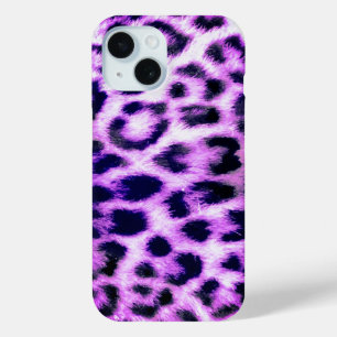 Coque Pour iPhone 15 Leopard Cheetah Imprimer Faux Fur rose