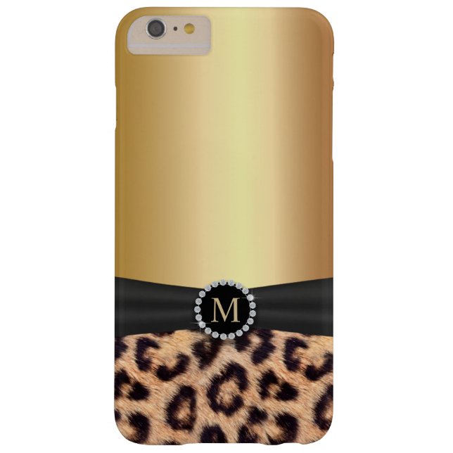 Coques Case-Mate iPhone Léopard moderne de monogramme d'or (Dos)