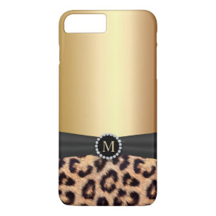 Coque iPhone 7 Plus Léopard moderne de monogramme d'or