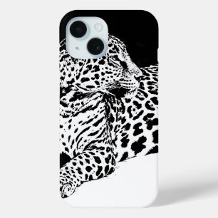 Coque Pour iPhone 15 Léopard noir et blanc