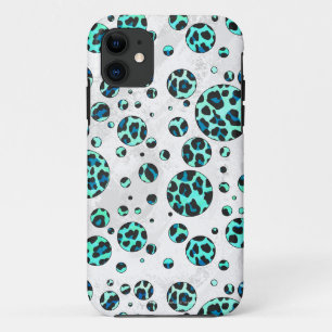 Coque iPhone 11 Léopard noir et Turquoise