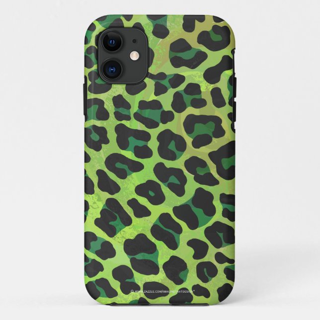Coques Case-Mate iPhone Léopard noir et vert (Dos)