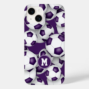 Coque Pour iPhone 14 L'équipe de football blanc violet colore le motif 