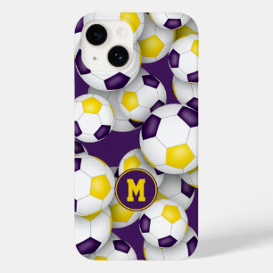 Coque Pour iPhone 14 L'équipe de football en or violet colore le motif 