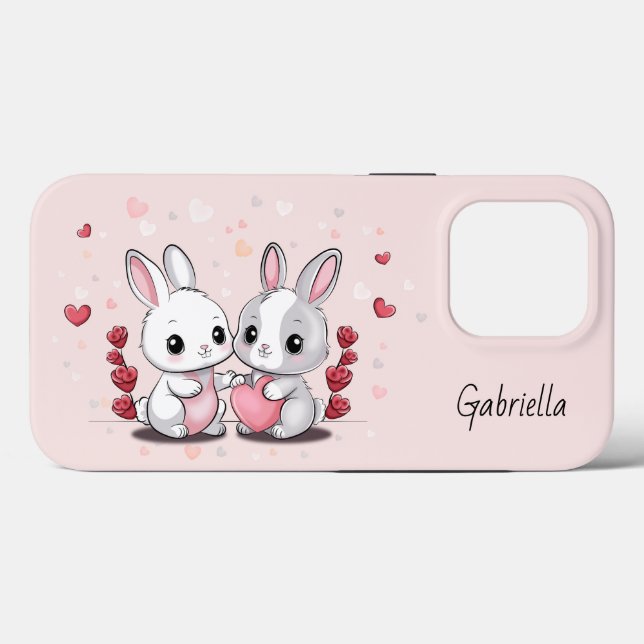 Coques Case-Mate iPhone Les amateurs de lapin de caricature adorent la Sai (Verso (horizontal))