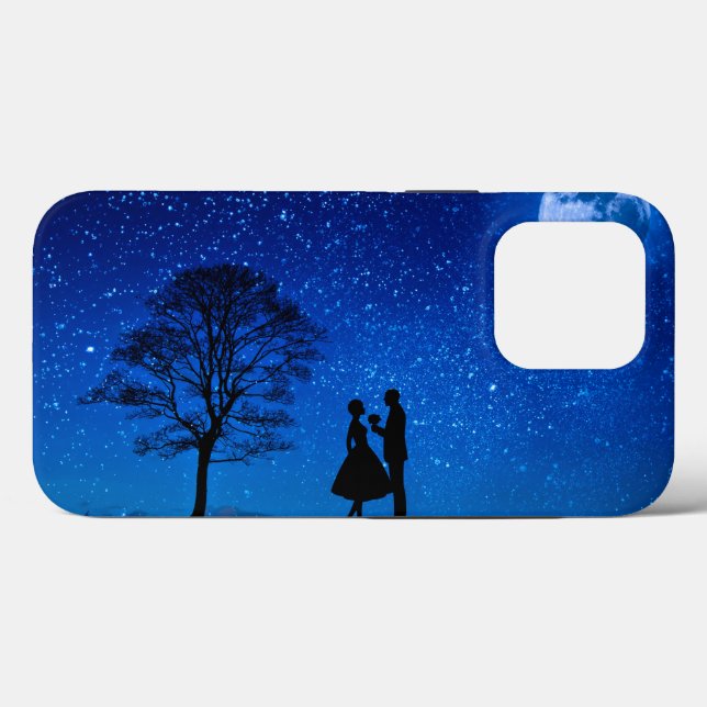 Coques Case-Mate iPhone Les amoureux en pleine lune (Verso (horizontal))