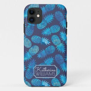 Coque iPhone 11 Les ananas bleus de colorant de cravate   ajoutent