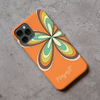 les années 70 Hippie super Fleur Orange Retro Dais