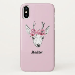Case-Mate iPhone Case Les cerfs communs de fleurs d'aquarelle ajoutent