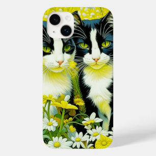 Coque Pour iPhone 14 Plus Les chats adorables assis dans un champ de marguer