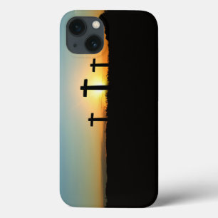 Etui iPhone 13 Les croix de crucifixion au coucher du soleil