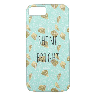 Coques Pour iPhone Les diamants chics de menthe et d'or brillent