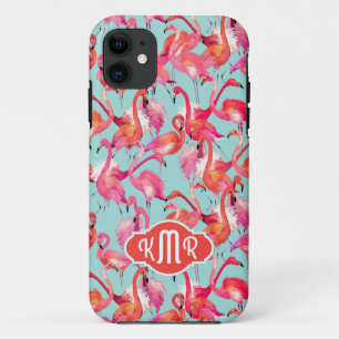 Coque iPhone 11 Les Flamants roses d'aquarelle ont recueilli le