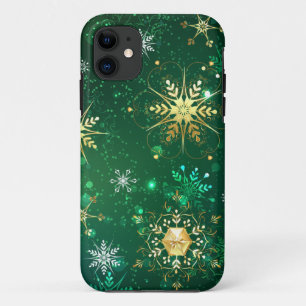 Case-Mate iPhone Case Les flocons dorés de Noël sur l'Arrière - plan ver