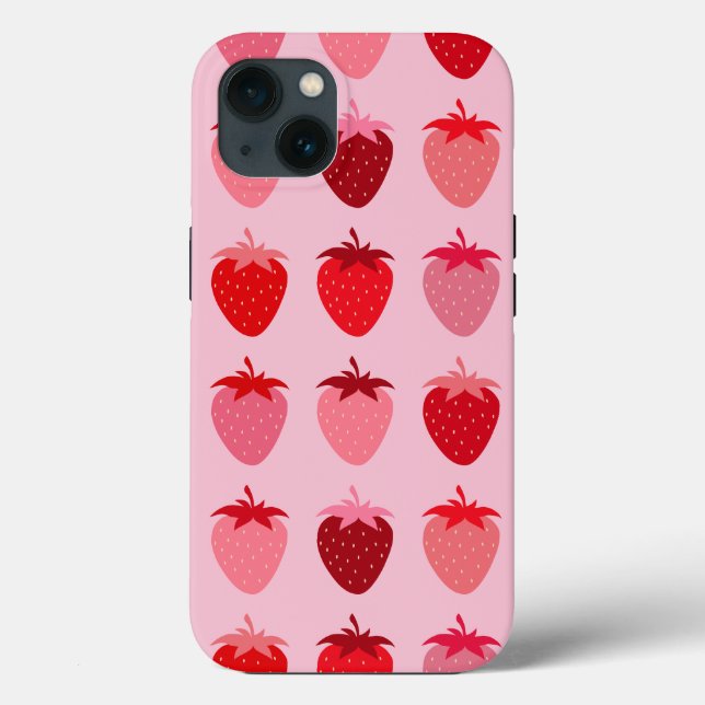 Coques Case-Mate iPhone Les Fraise 01 Fraises Rose Et Rouge Préppy (Verso)