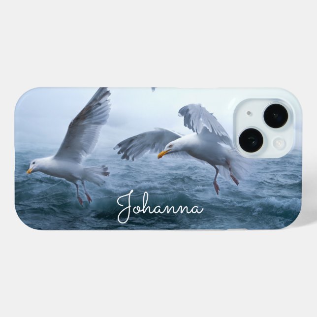 Coques Case-Mate iPhone Les mouettes volent au-dessus de la mer (Verso (horizontal))