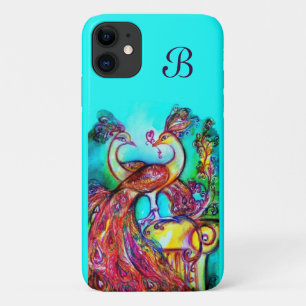 COQUES POUR iPhone LES PEACOQUES DANS LE MONOGRAMME AMOUREUX