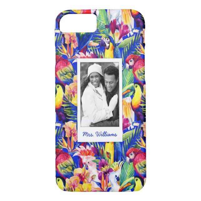 Coques Case-Mate iPhone Les perroquets d'aquarelle | ajoutent votre photo (Dos)