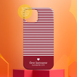 Case-Mate iPhone Case Les rayures modernes avec le Monogramme cardiaque 