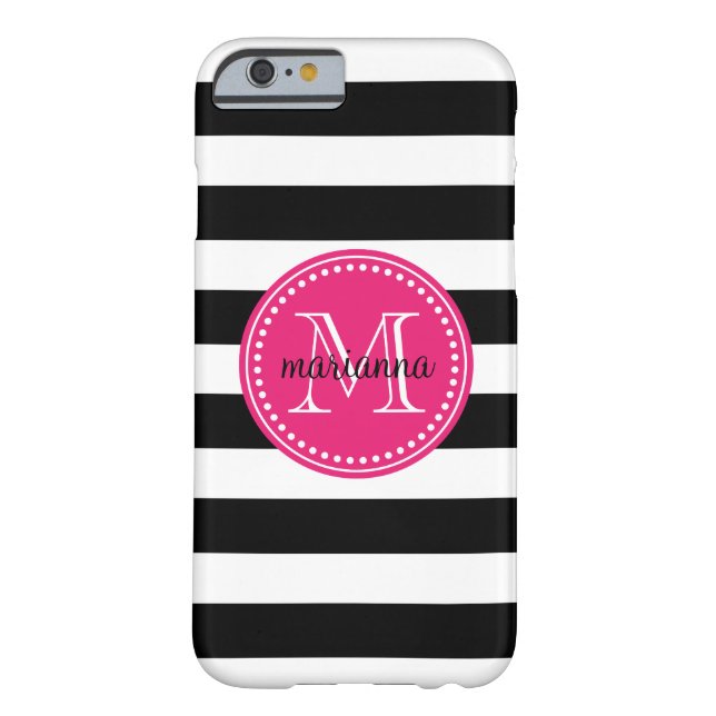Coques Case-Mate iPhone Les rayures noires et blanches chics ont (Dos)