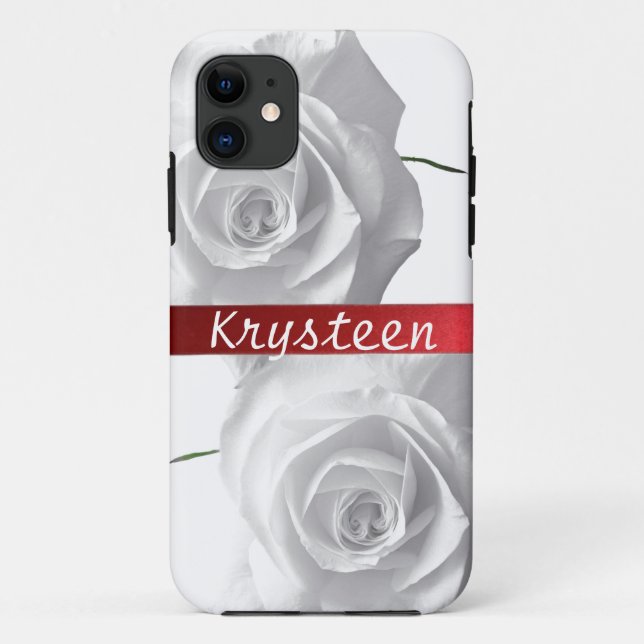 Coques Case-Mate iPhone Les roses blancs ont personnalisé la caisse de (Dos)