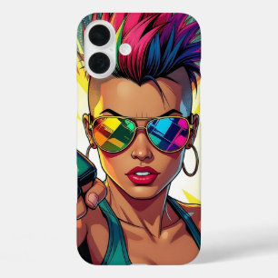 Coques iPhone 16 Plus Lesbienne LGBT Mohawk Uppercut Pop Art