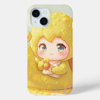 Coque Pour iPhone 15 L'escargot et la magie des couronnes de fleurs.1